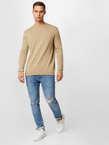 Only & Sons Regular Fit Pullover 'Alex' in Beige