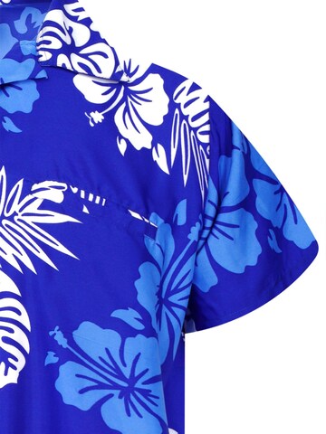 King Kameha Shirt 'Mono Hibiscus' in Blau