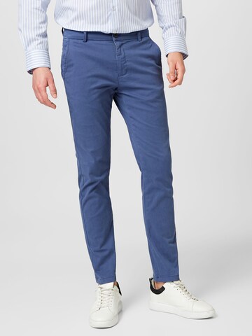 Coupe slim Pantalon chino Lindbergh en bleu : devant