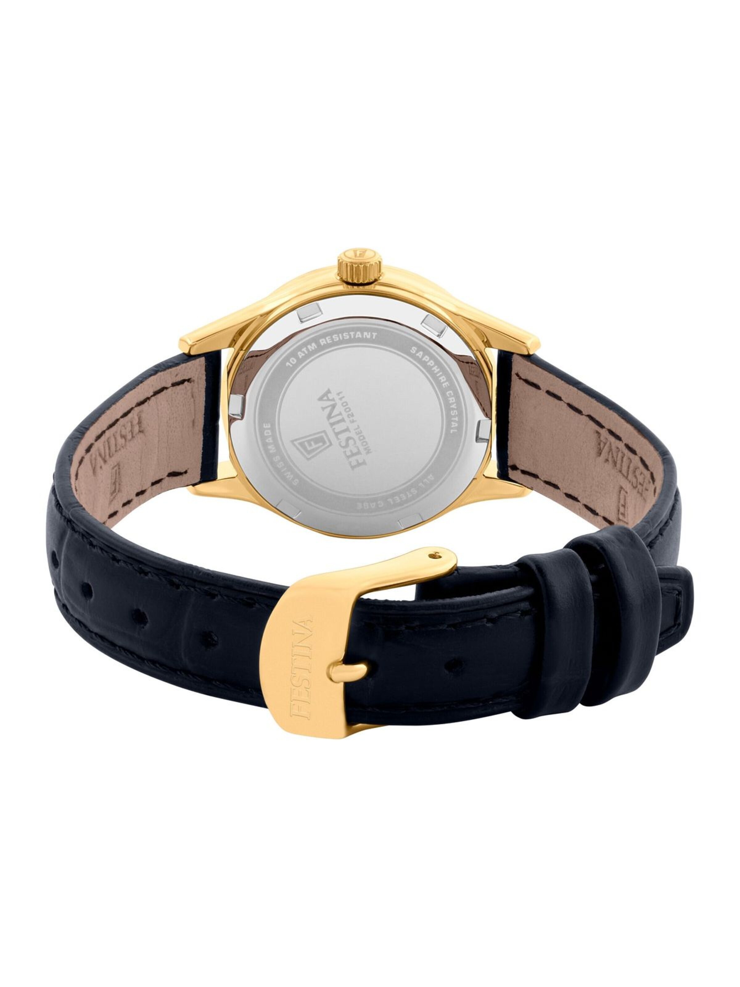 FESTINA Analoog horloge 'Date watch Classic Leather Swiss Made' in Zwart