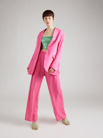 Monki Wide leg Pleat-Front Pants in Pink