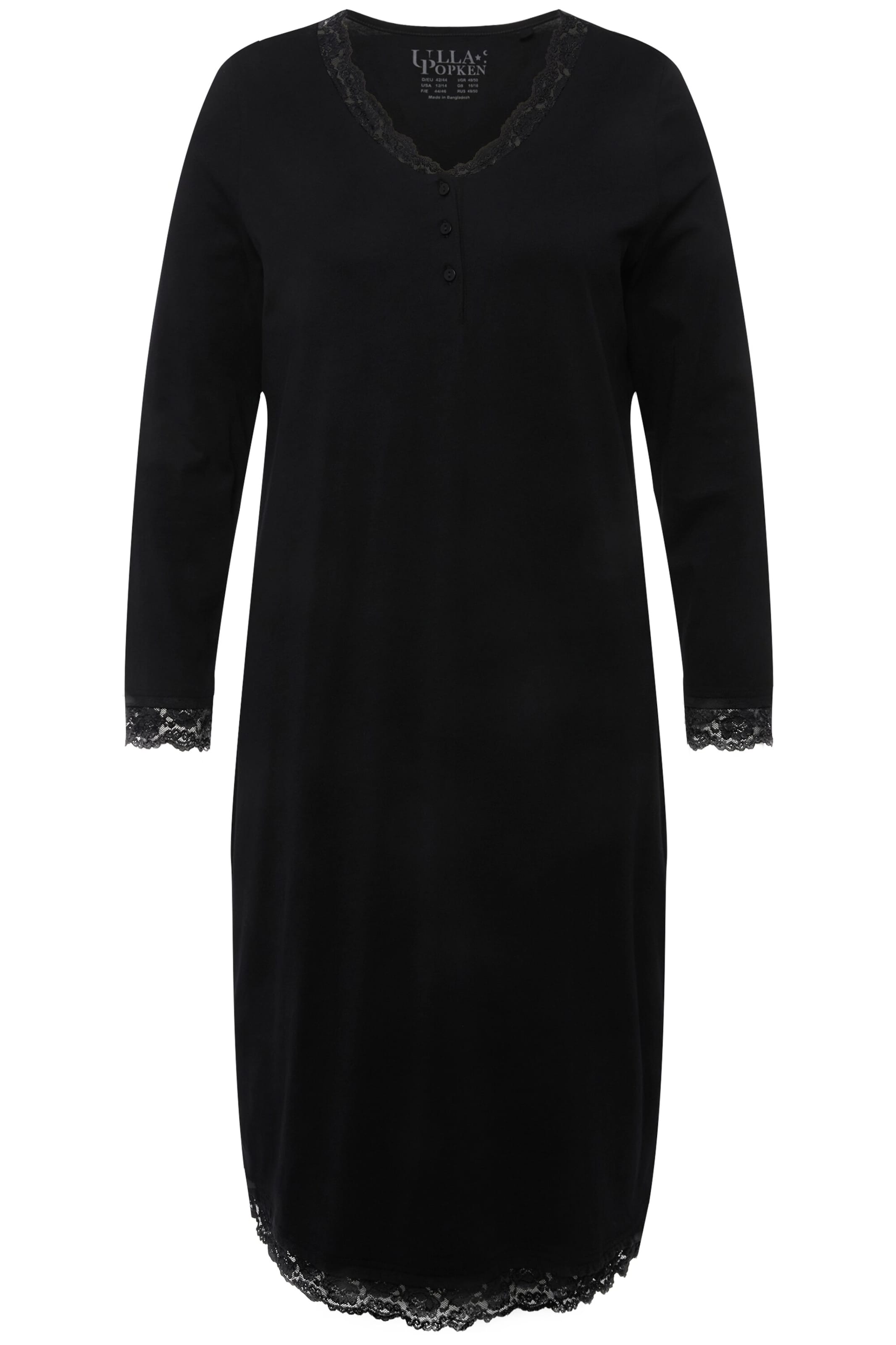 Ulla Popken Nightgown in Black: front
