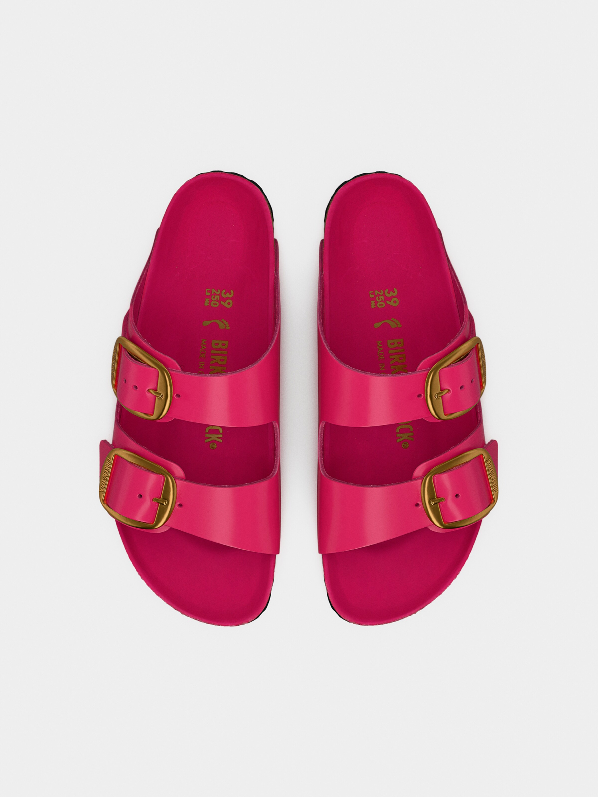 Birkenstock Arizona Big Buckle Natural Leather Patent High-Shine Fuchsia Tulip — foto 3