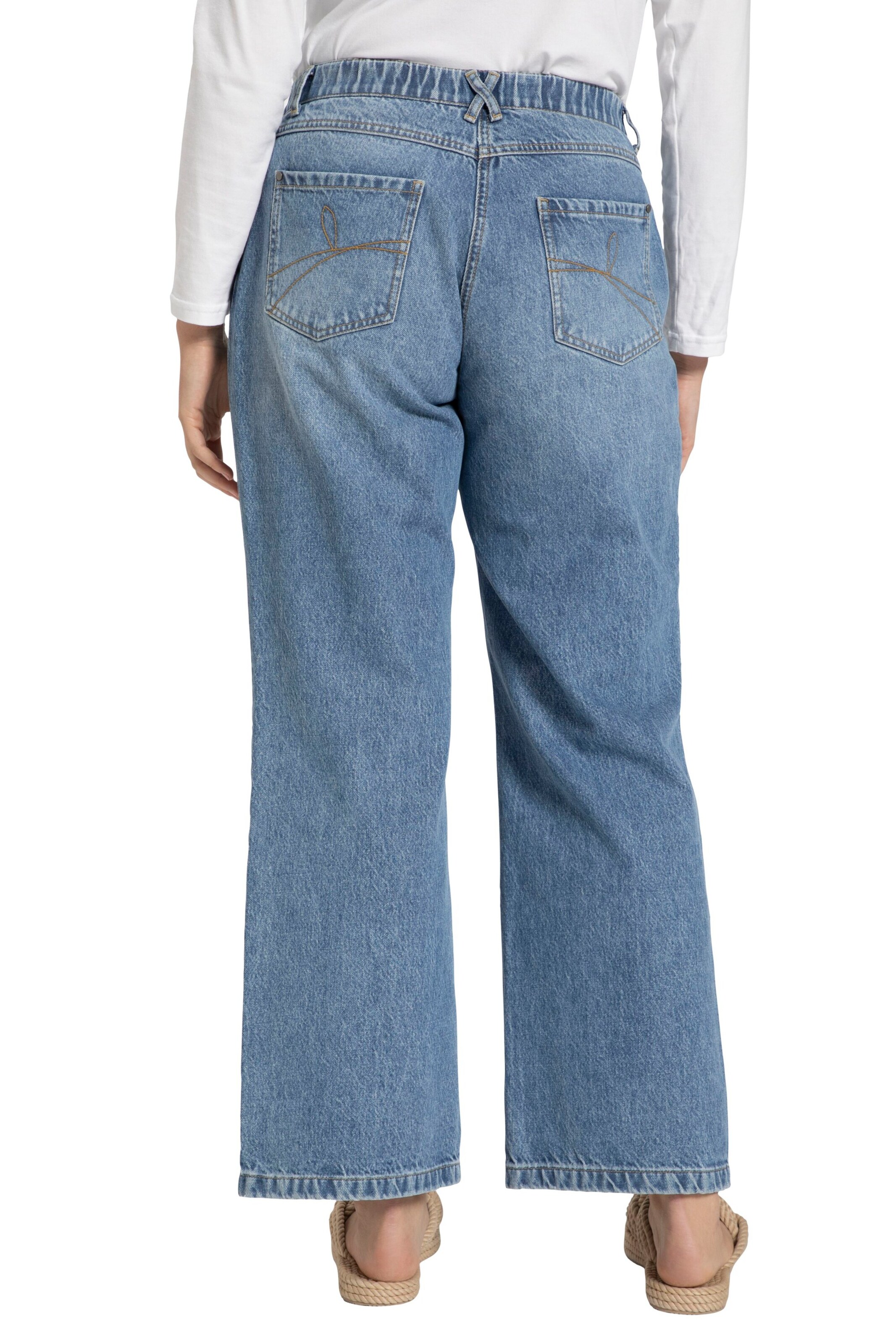 Ulla Popken Szeroka nogawka Jeansy w kolorze niebieski