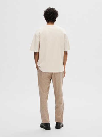 SELECTED HOMME T-Shirt 'OSCAR' in Beige