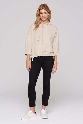 Soccx Oversized Sweatjacke mit Kapuze und Raffung in Braun