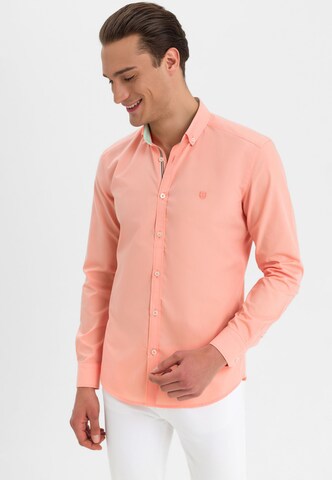 Jimmy Sanders Slim fit Button Up Shirt in Orange: front
