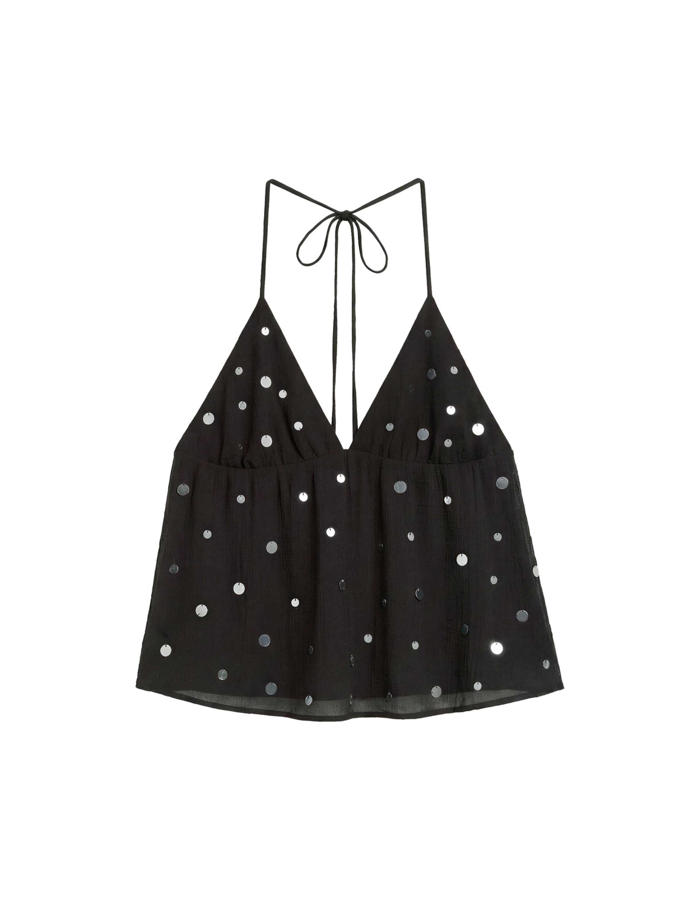 Pull&Bear Top in XS in de kleur Zwart / Zilver, Productweergave