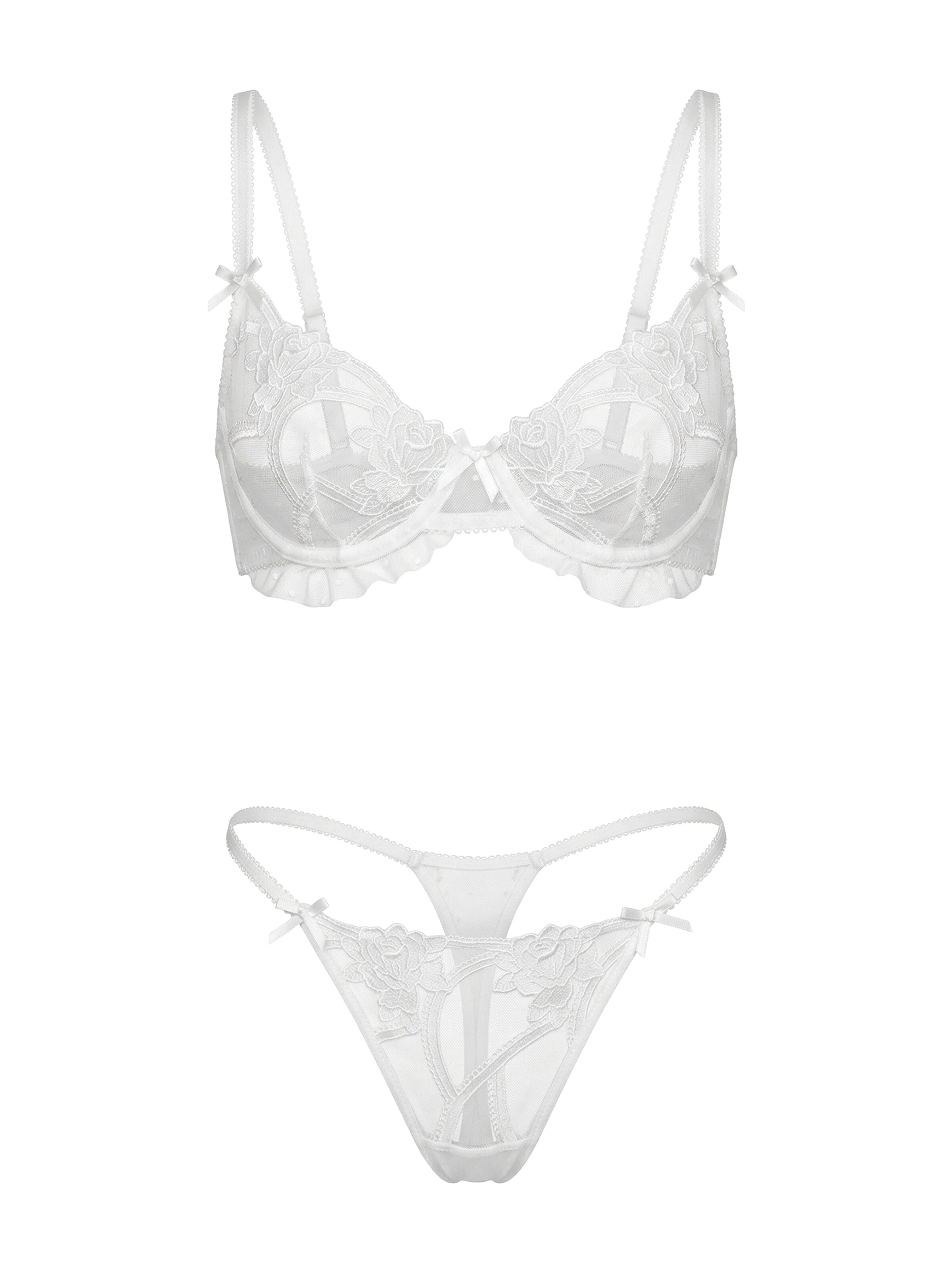 L.BEV Balconette Ondergoedsets 'La Perla' in Wit: voorkant