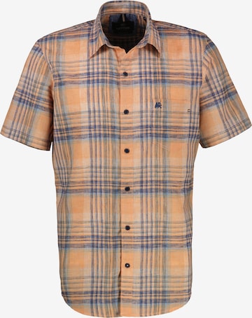 LERROS Comfort Fit Kariertes Herrenhemd in Großen Größen in Orange: Vorderseite