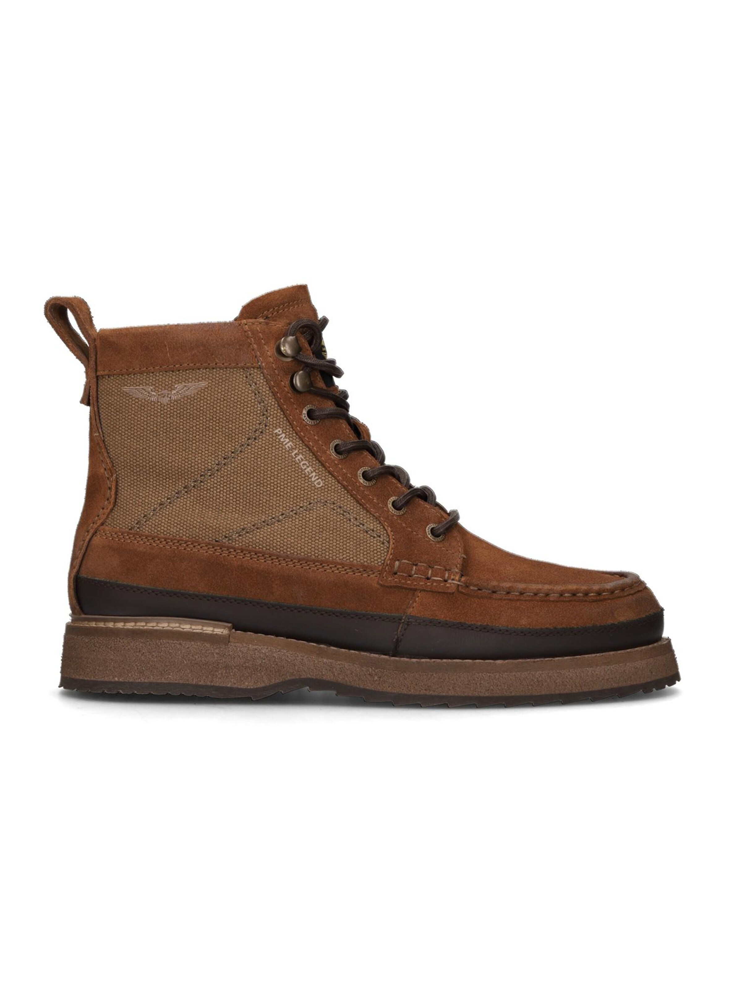 PME Legend Boots 'Wingmark boot in suede and canvas' in Bruin: voorkant