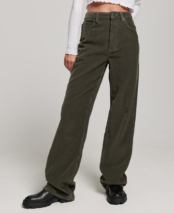 Superdry Wide leg Pants in Green: front