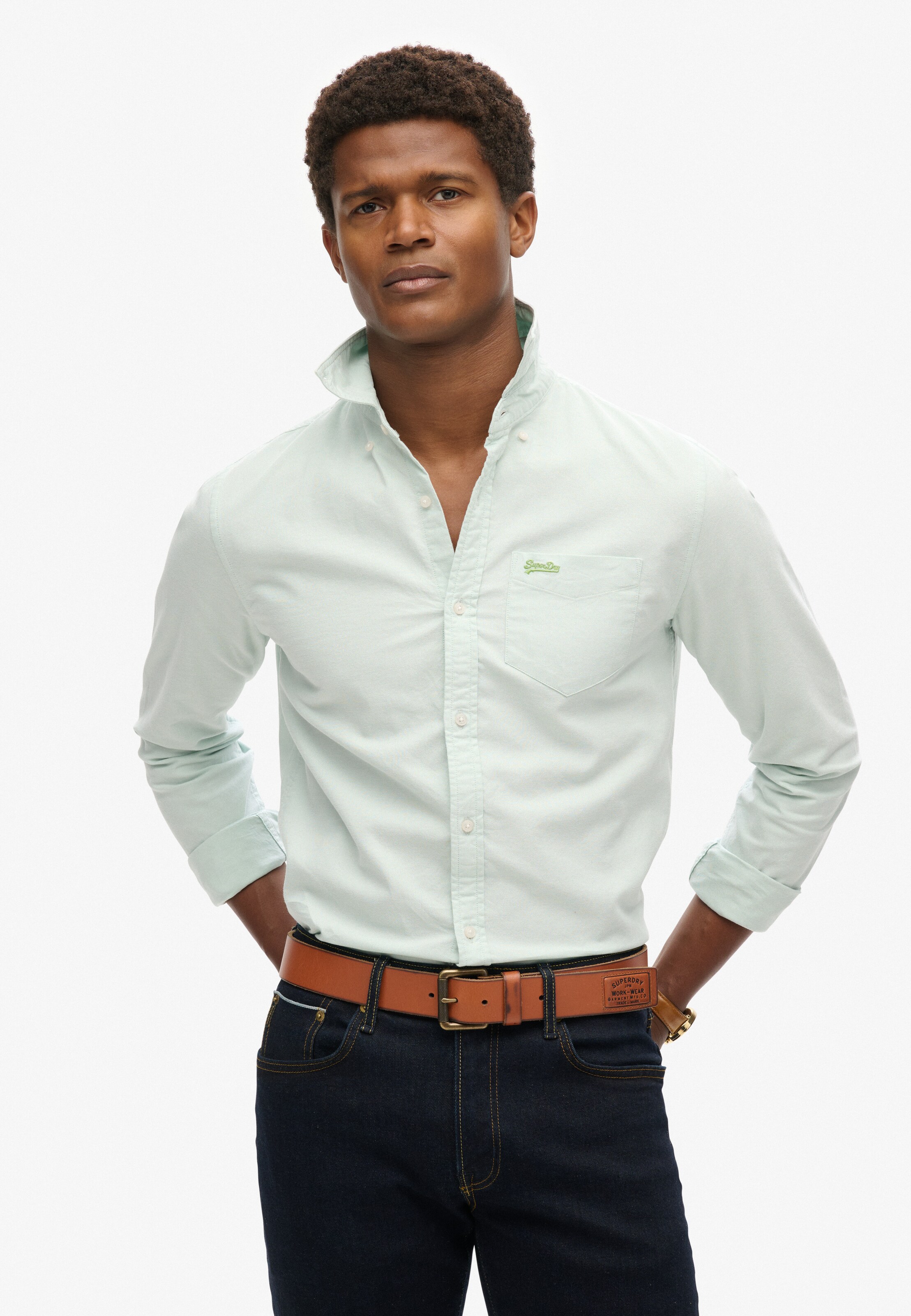Coupe regular Chemise Superdry en vert : devant