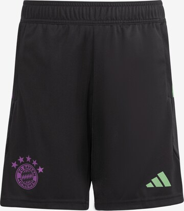 ADIDAS PERFORMANCE Regular Workout Pants 'FC Bayern München Tiro 23' in Black: front