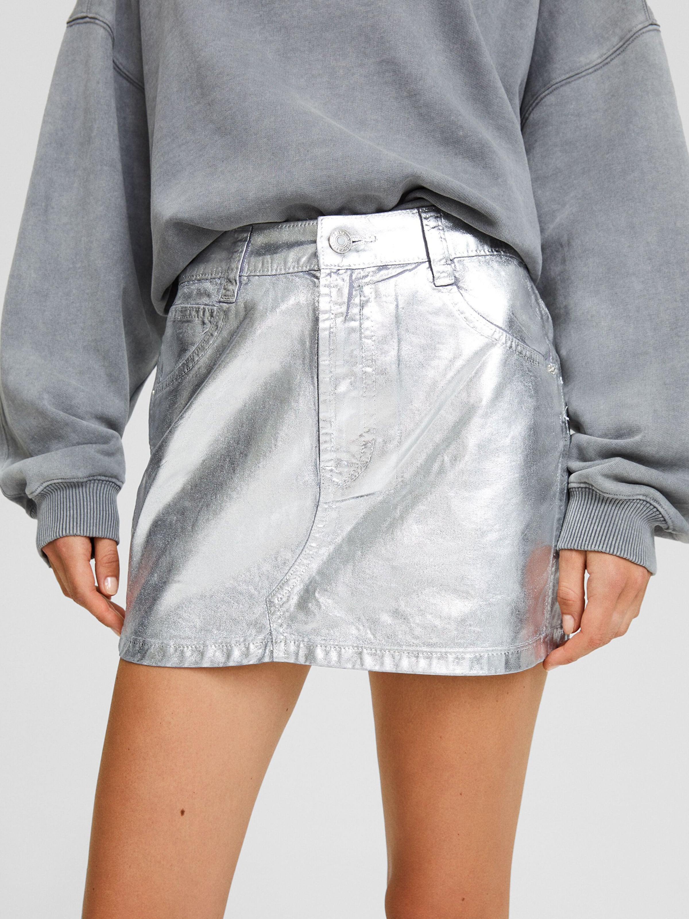 Jupe Bershka en Argent ABOUT YOU