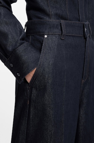 BOSS Wide leg Pleated Jeans in Blue