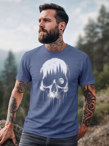 Neverless Shirt 'Skull Hiking'‌‌‌ in Blau