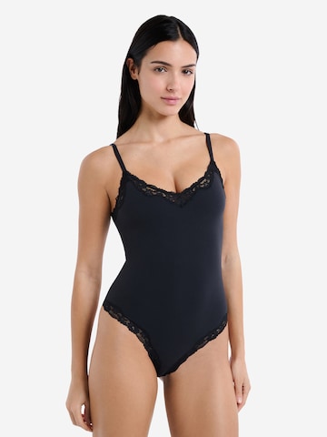 ETAM Bodysuit 'Pure Soft Lace' in Black: front