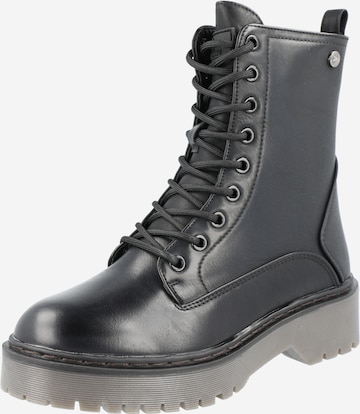 Xti Lace-Up Ankle Boots in Black: front