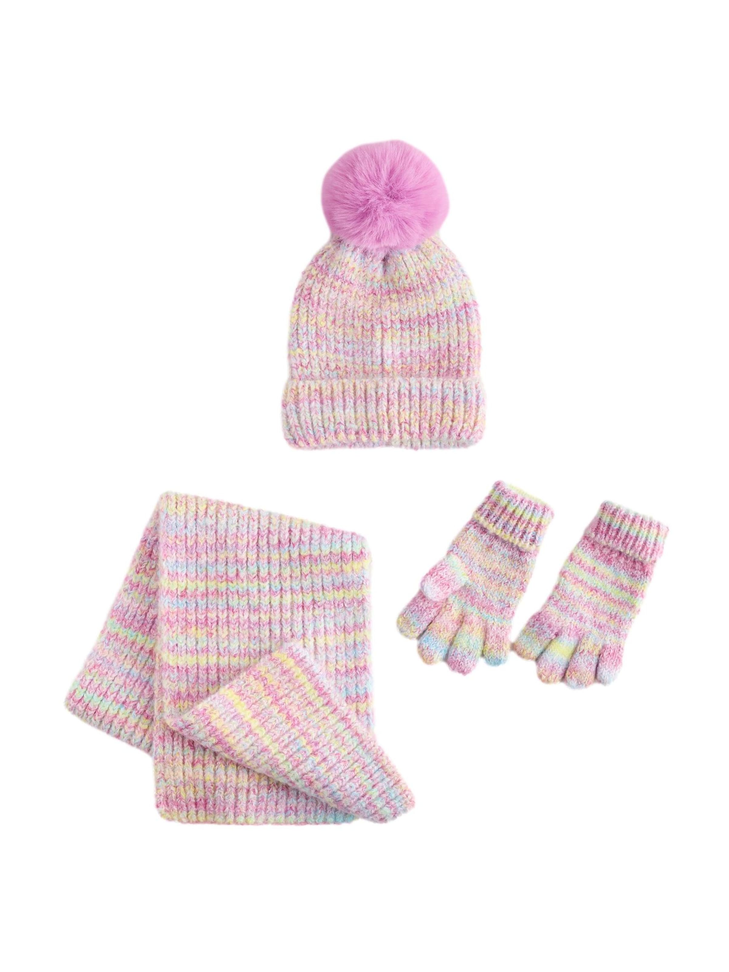 Next Set: Mütze, Schal und Handschuhe in Pink: Vorderseite