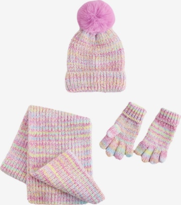 Next Set: Mütze, Schal und Handschuhe in Pink: Vorderseite