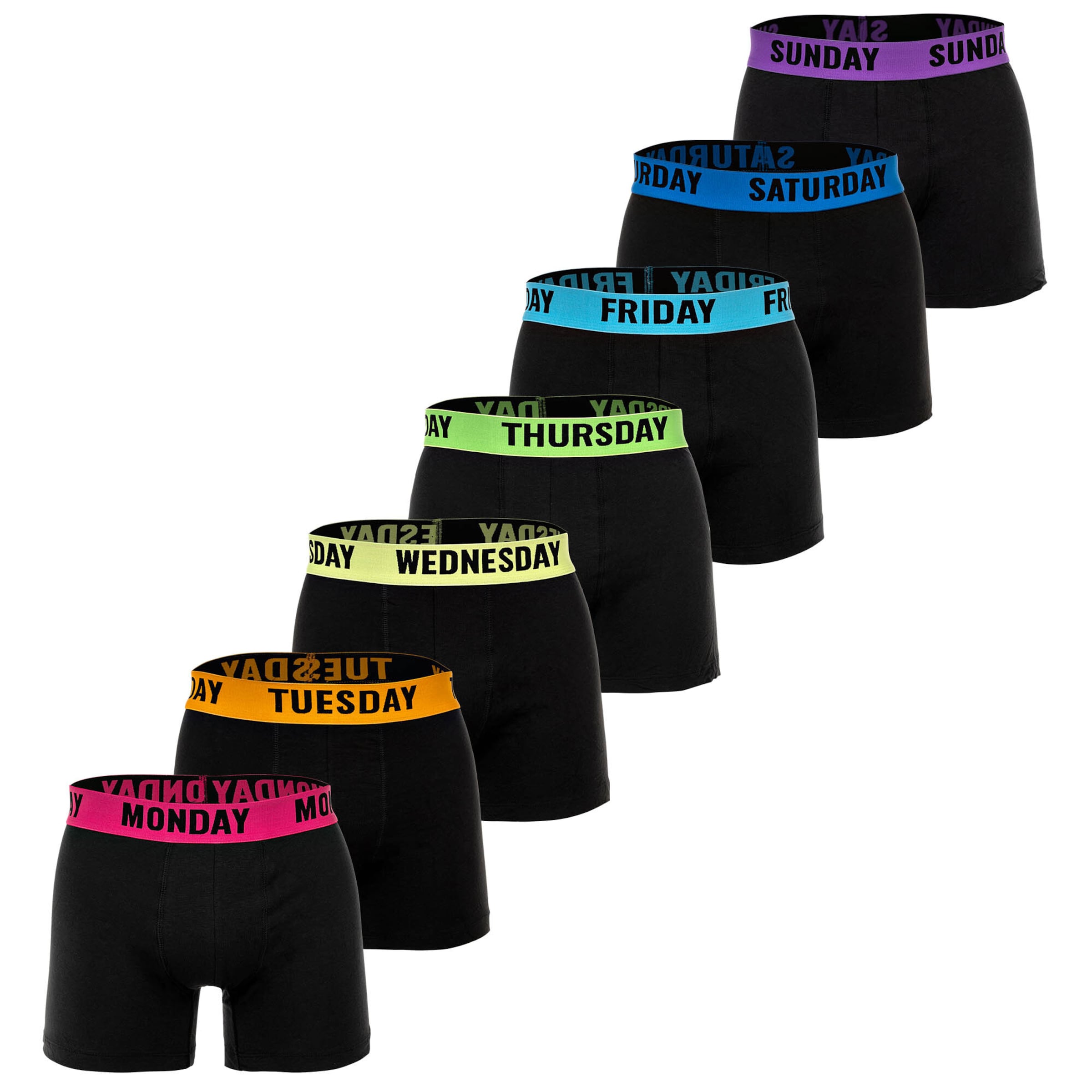 Happy Shorts - Calzoncillo boxer 'Monday Sunday' en negro: frente