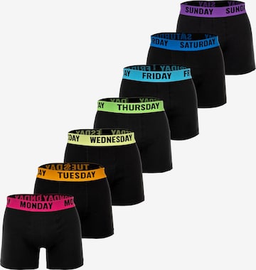 Happy Shorts Boxershorts 'Monday Sunday' in Schwarz: Vorderseite