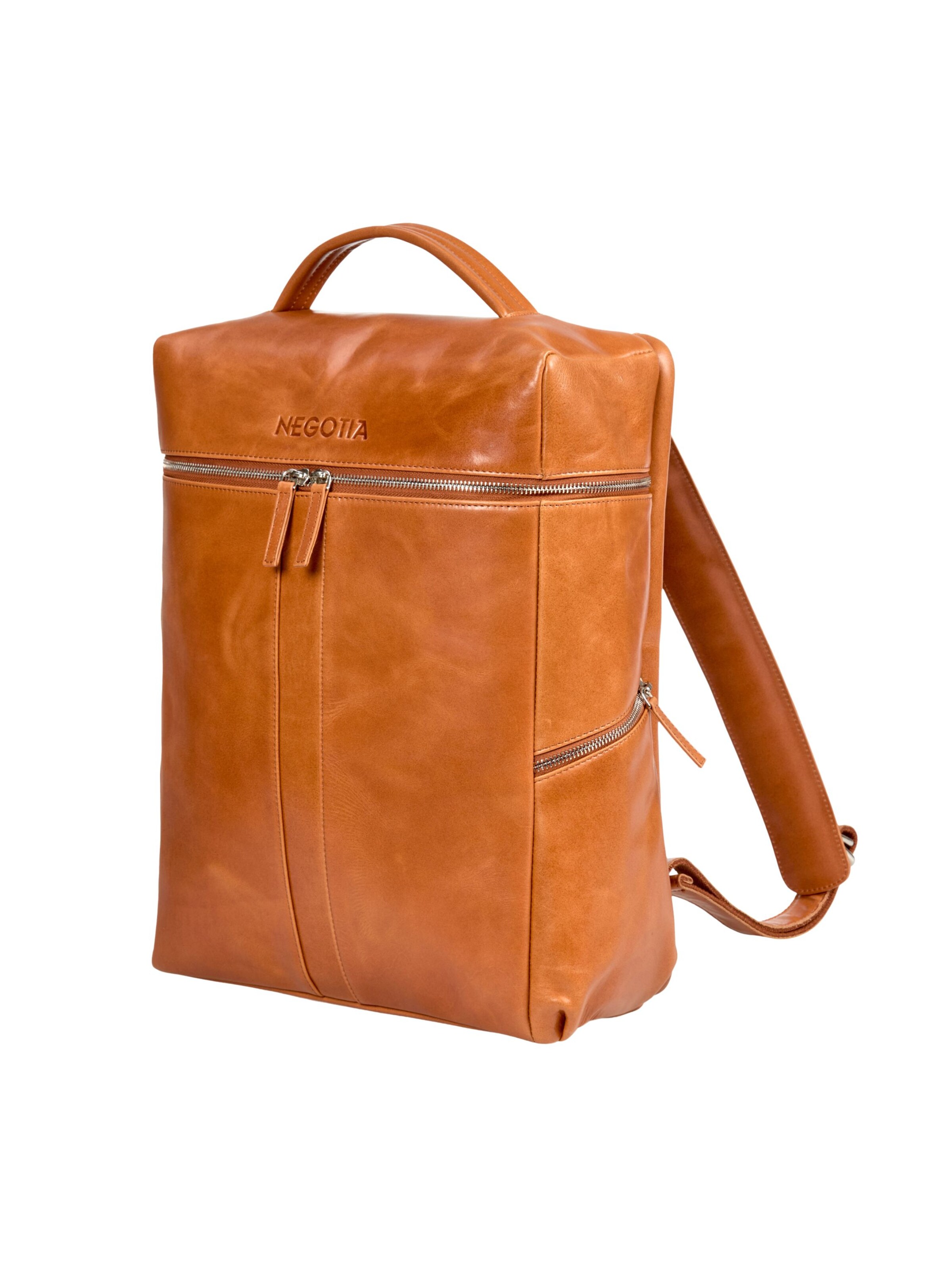 NEGOTIA Leather Rucksack 'Alpha Travel' in Braun