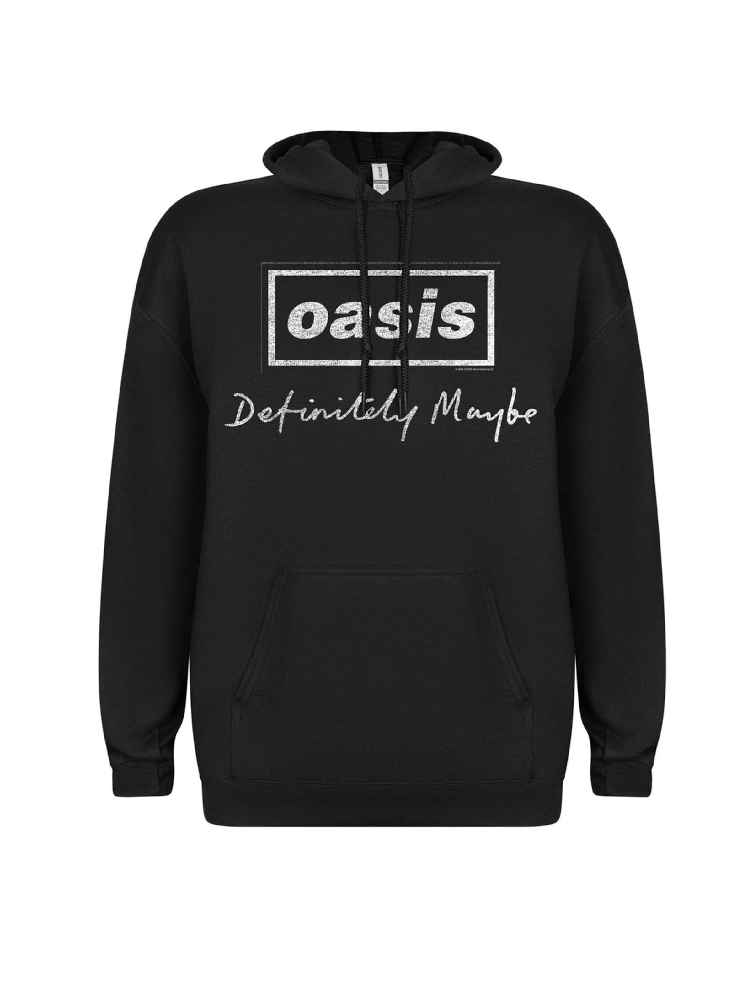 Oasis Sweatshirt 'Oasis- Definitely Maybe Script Kapuzenpullover' in S in de kleur Zwart, Productweergave