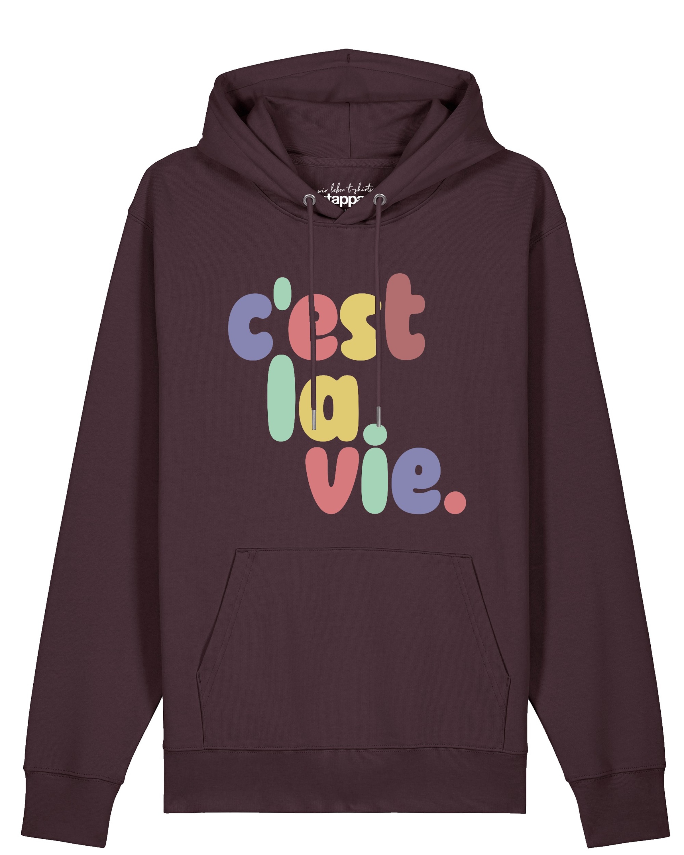 Felpa 'C'est La Vie' di Watapparel in marrone: frontale