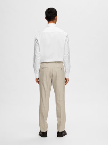 Coupe slim Pantalon à plis 'SLHLiam' SELECTED HOMME en beige