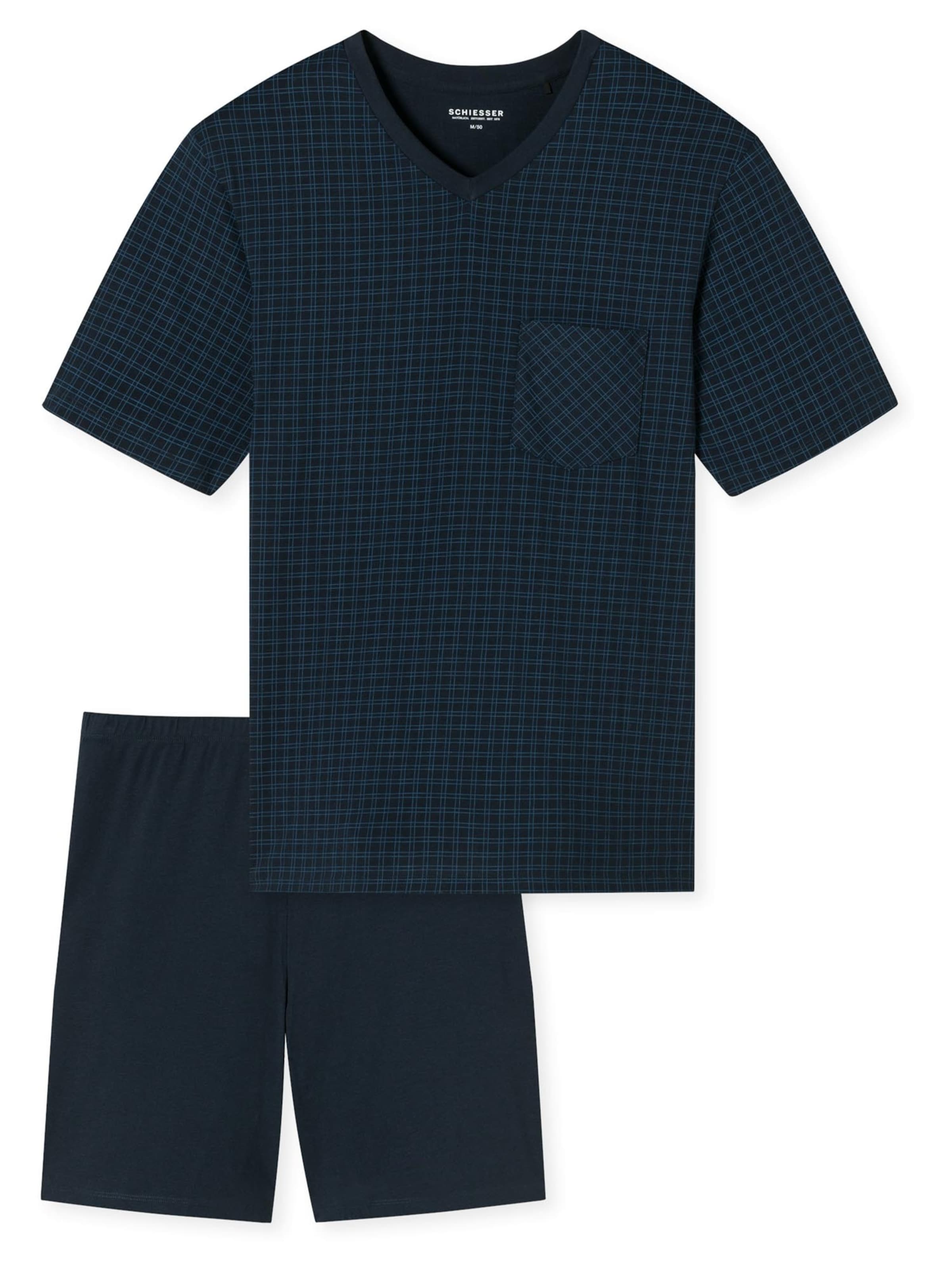 SCHIESSER Short Pajamas 'Comfort Essentials' in Blue: front