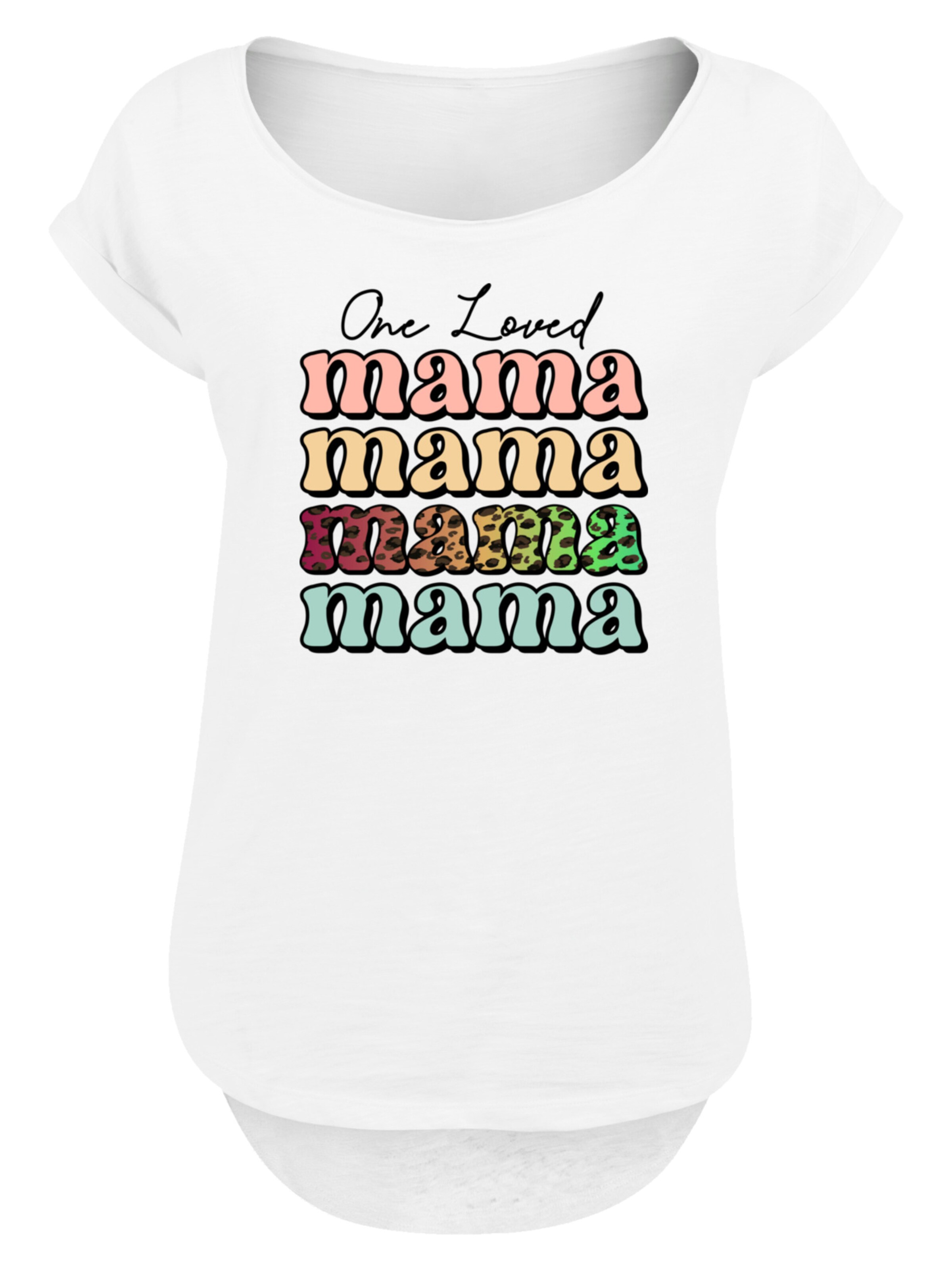 T-shirt 'Mothers Day Mama Typography Leopard Print Pastel' F4NT4STIC en blanc : devant