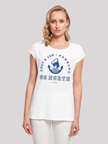 T-shirt 'Go North Knut & Jan Hamburg Logo Knut & Jan Hamburg' F4NT4STIC en blanc : devant