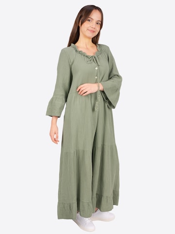 Seasons of April Jurk 'AMARA MUSSELIN ' in Groen