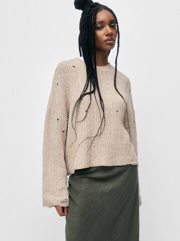 Pull-over Pull&Bear en beige : devant