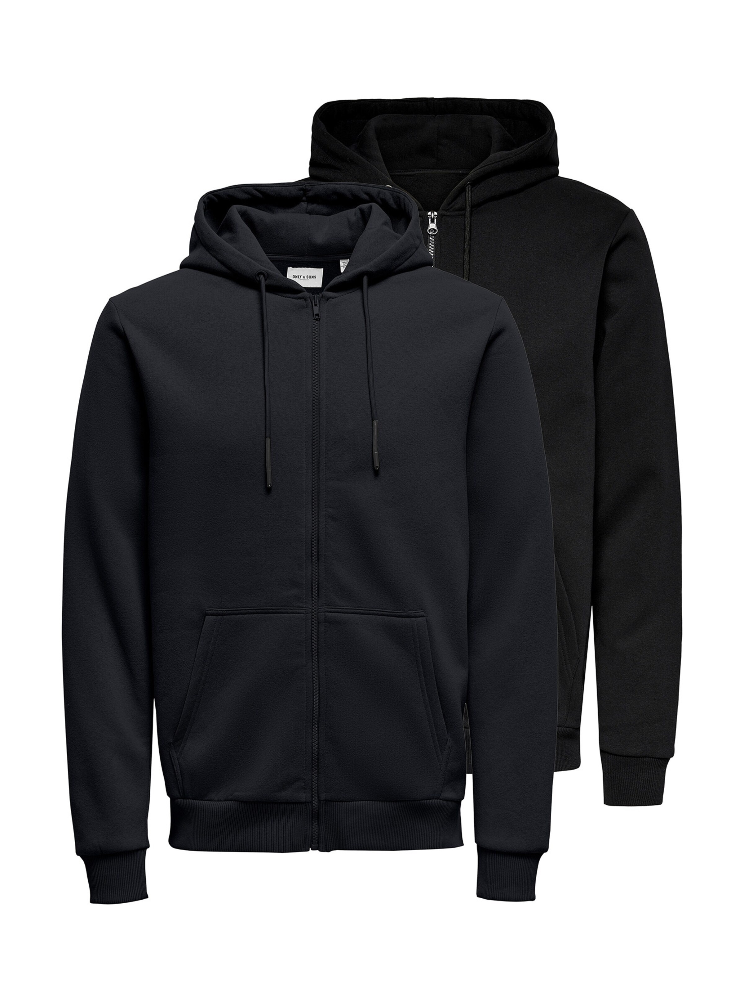 Only & Sons Sweatjacke 'Ceres'‌‌‌‌‌‌‌ in Schwarz: Vorderseite