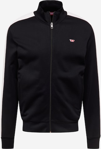 DIESEL Zip-Up Hoodie in Black: front