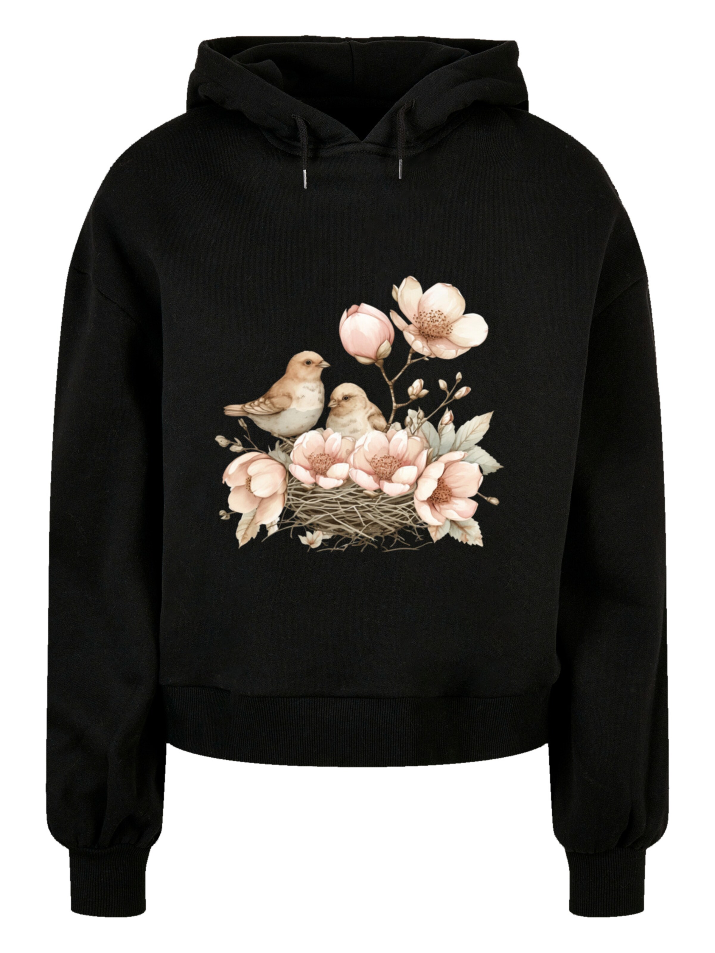 F4NT4STIC Sweatshirt 'Vogelnest Blumen' in Black: front