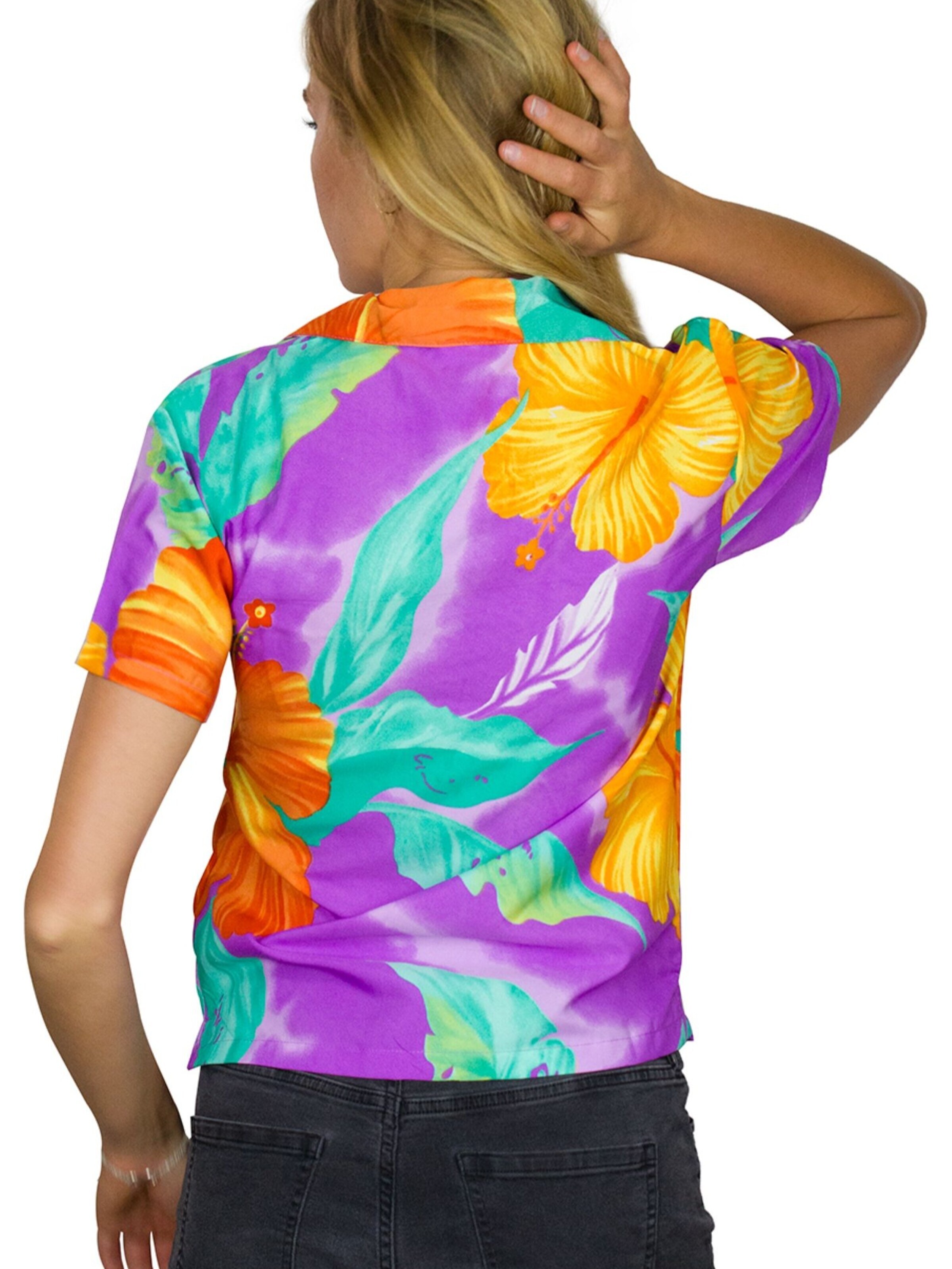 Camicia da donna 'Big Flower' di King Kameha in lilla