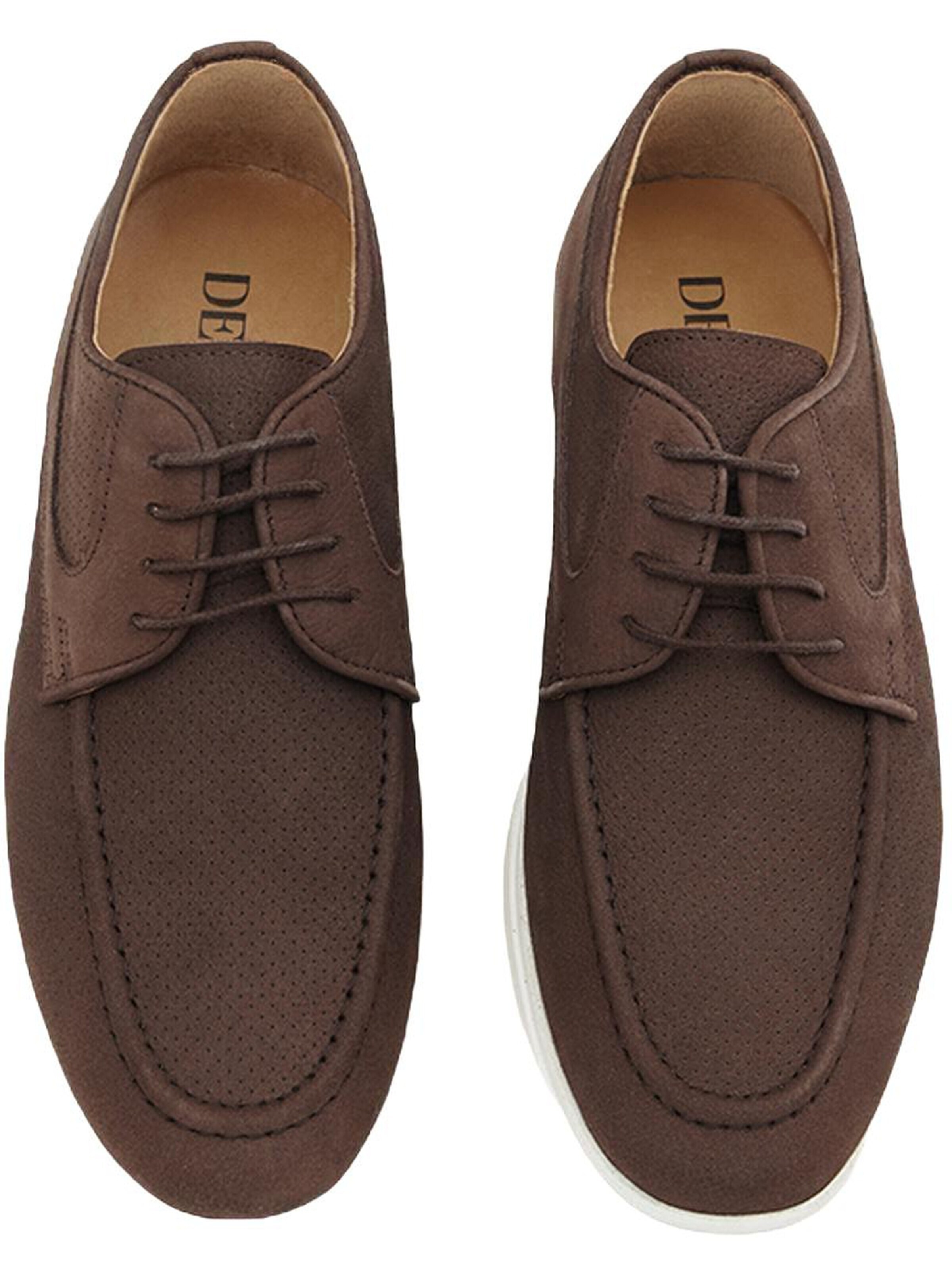 Chaussure à lacets 'Lässige Spitze' Desa en marron