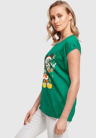 ABSOLUTE CULT Shirt 'Mickey Mouse - Merry Christmas Gold' in Green