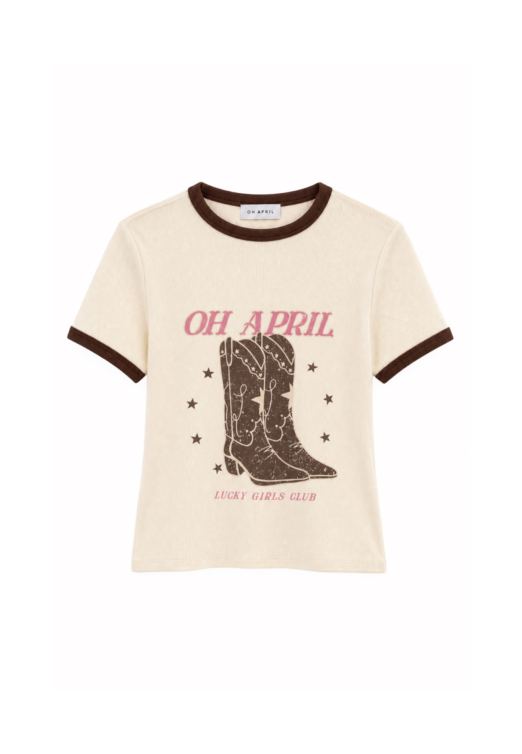 OH APRIL Shirt 'Boots' in L in Brown / Pitaya / White, Item view