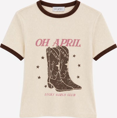 OH APRIL Majica 'Boots' veličine L u smeđa / ružičasta / bijela, Pregled proizvoda