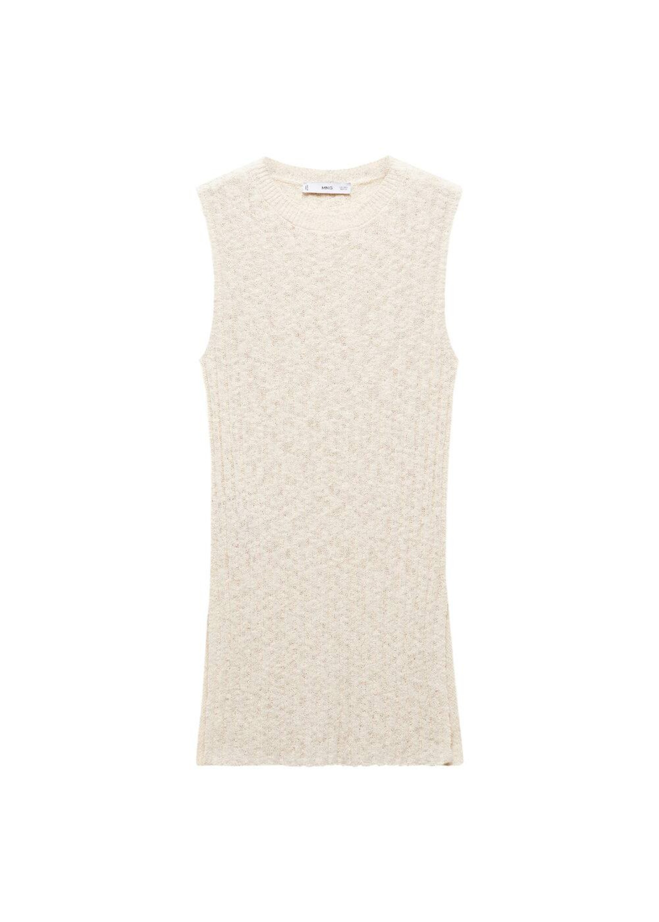 Top brodat de la MANGO pe bej: față