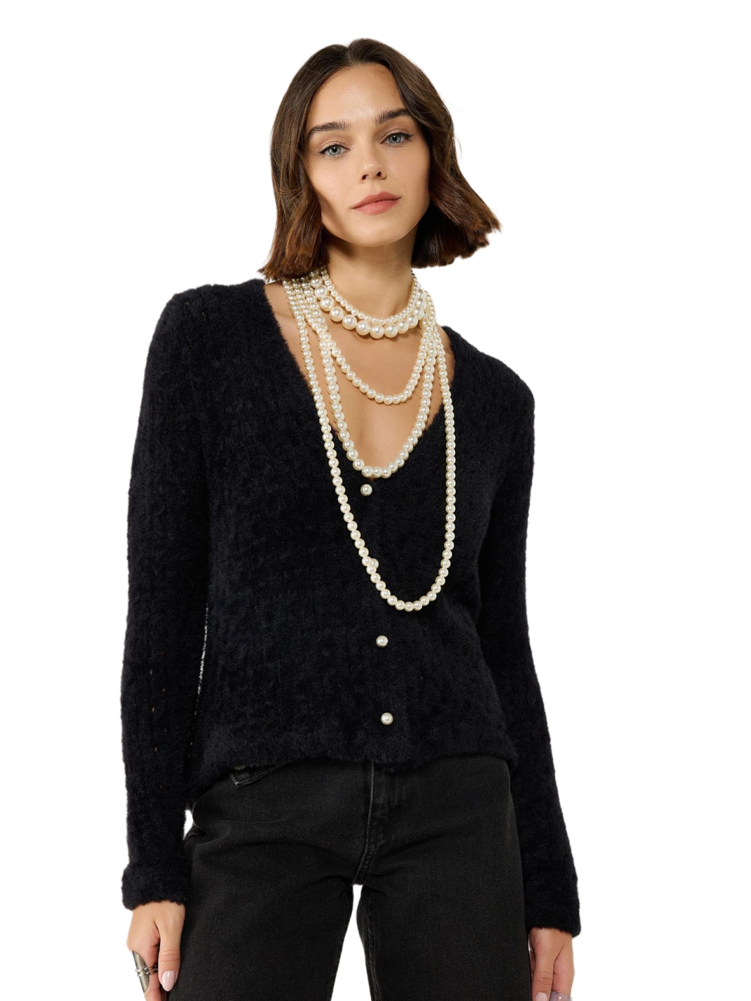 No Matter What Gebreid vest in Zwart: voorkant