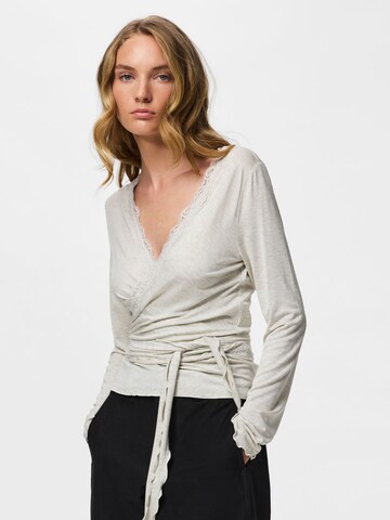 PIECES Shirt 'PCBarbera Roya' in Grijs: voorkant