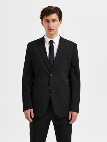 SELECTED HOMME - Ajuste estrecho Chaqueta tipo saco para negocios 'SLHLiam' en negro: frente