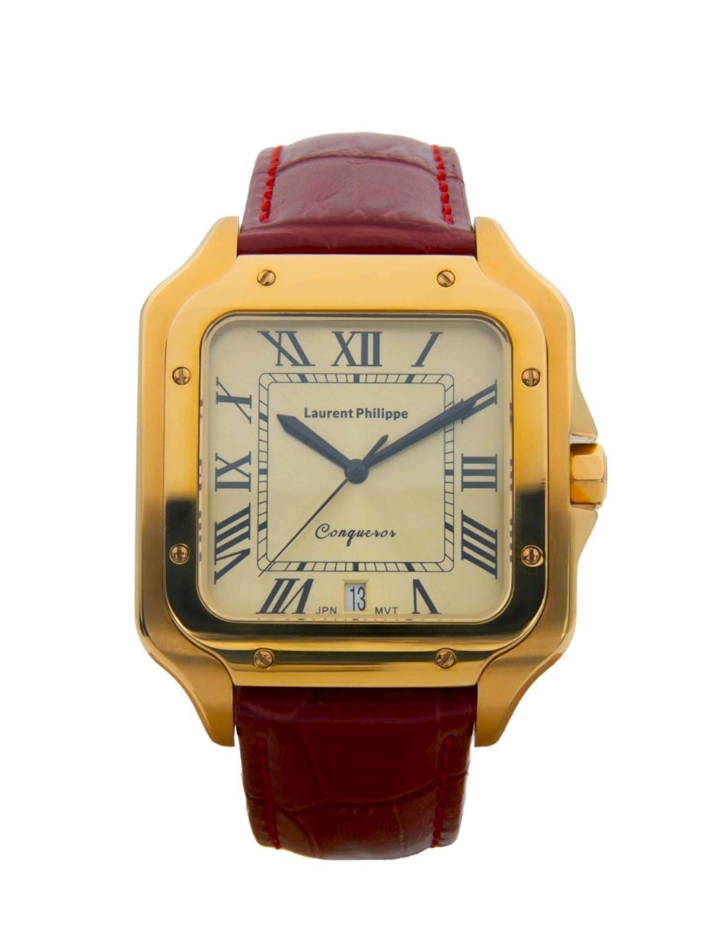 Laurent Philippe - Reloj analógico 'Conqueror The Golden Eye – Rouge Sauvage' en rojo: frente