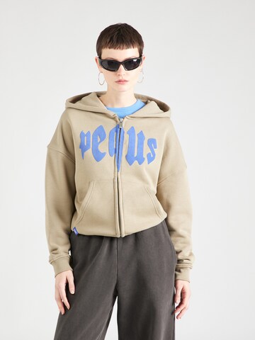 Pequs Zip-Up Hoodie in Beige: front